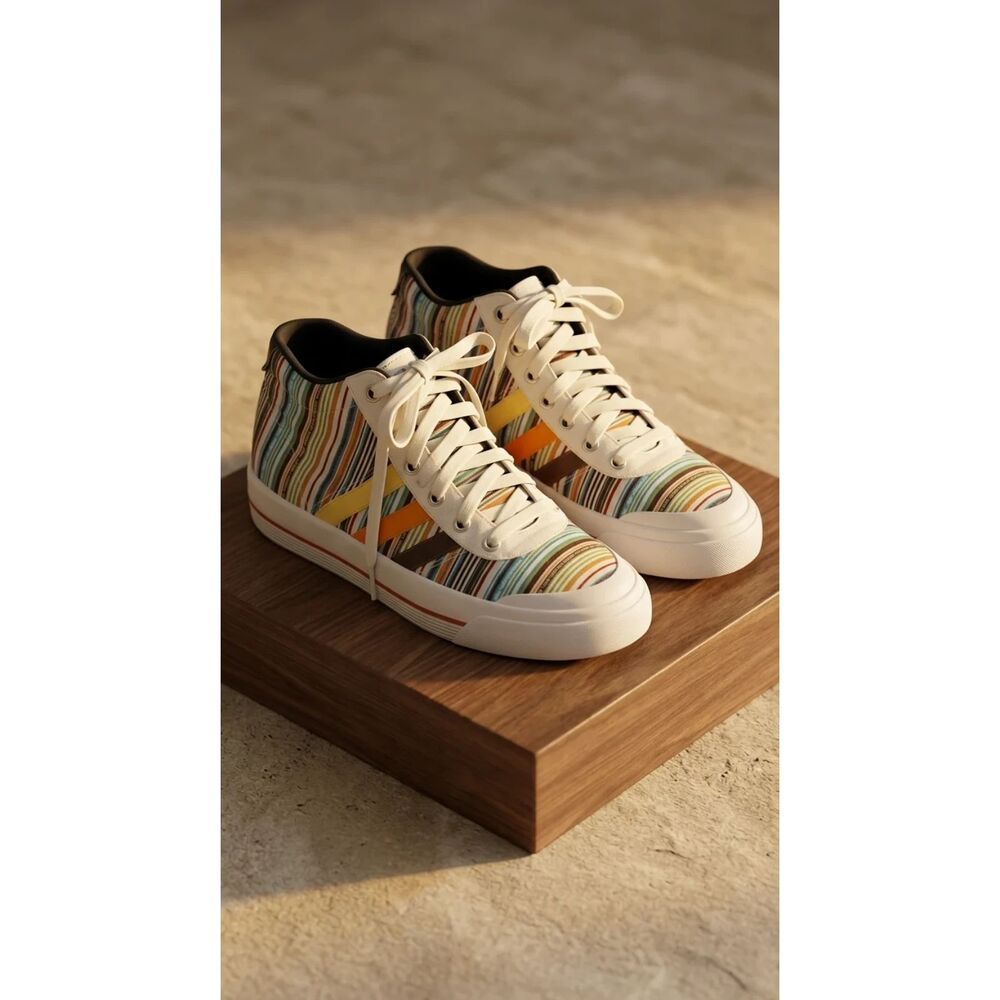 Adidas Multicolor stripe (blue, orange, green, red, brown, yellow, white) SZ 8.5
